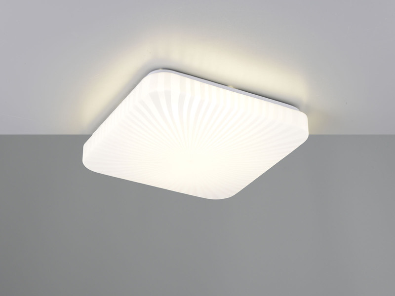 Flache LED Deckenleuchte MANDRIA mit Strahlenmuster, Quadrat 27cm