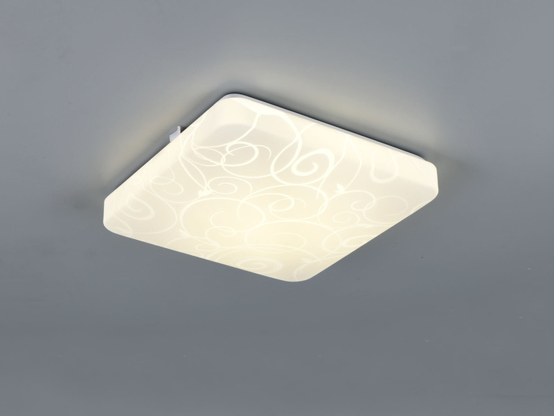 Flache LED Deckenleuchte MANDRIA mit Rankenmuster, Quadrat 27cm