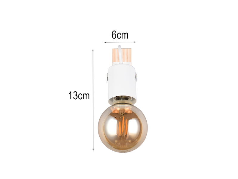 Wandstrahler LYNAR aus Metall in Weiß mit Naturholz, Höhe 13cm