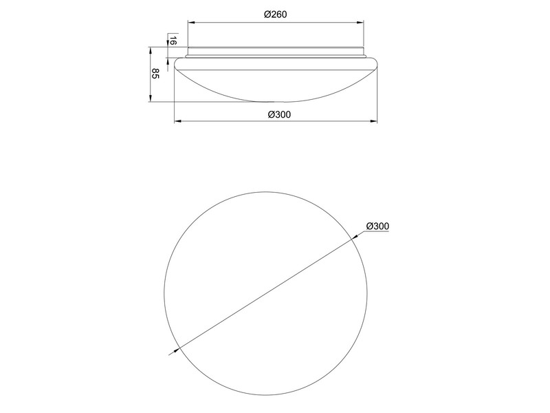 Kleine LED Deckenleuchte UMBRIA mit Strahlenmuster, rund Ø 30cm