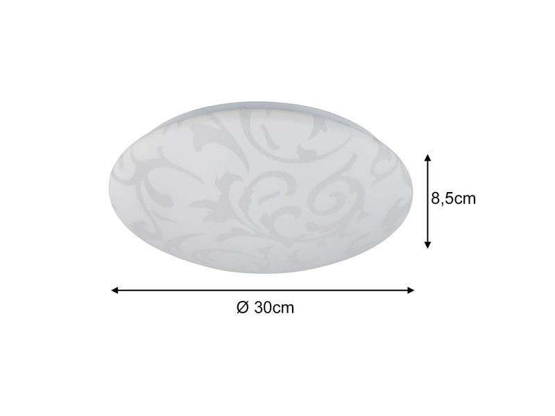 Kleine LED Deckenleuchte UMBRIA mit Rankenmuster, rund Ø 30cm