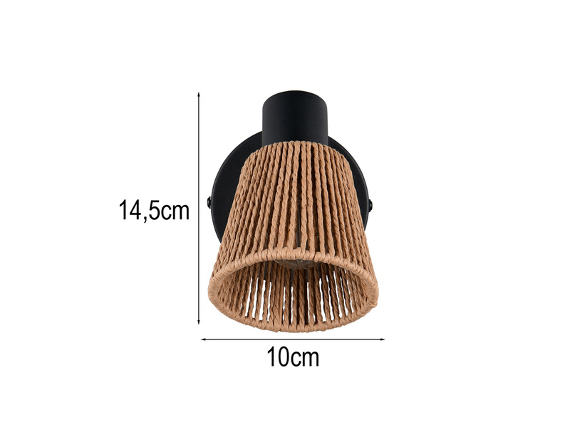 Wandstrahler NATREL mit Lampenschirm aus Papiergarn, Breite 10cm