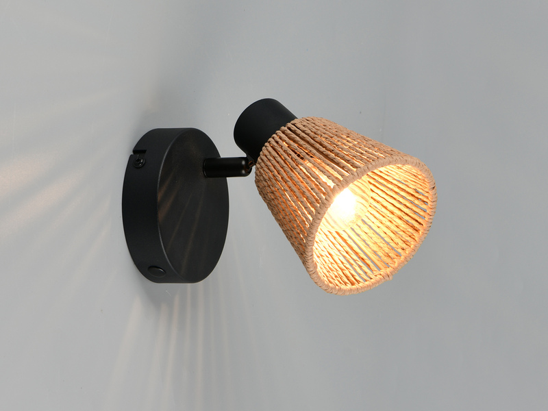 LED Wandstrahler mit Lampenschirm aus Papiergarn, Breite 10cm