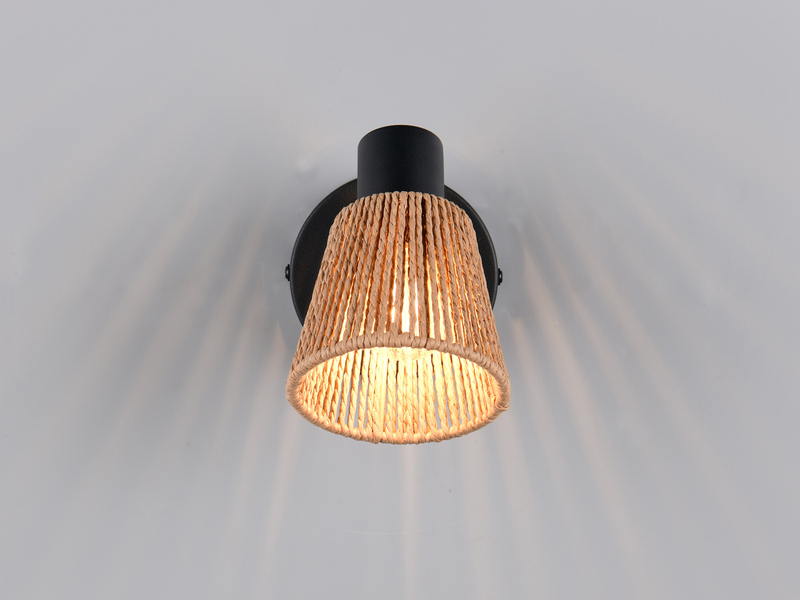 LED Wandstrahler mit Lampenschirm aus Papiergarn, Breite 10cm