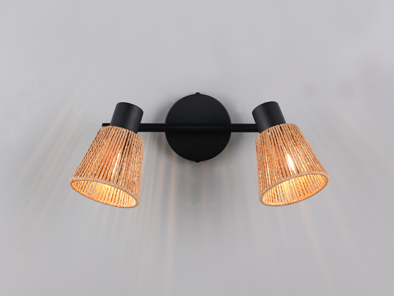 LED Deckenstrahler 2-flammig mit Lampenschirmen aus Papiergarn, B: 40,5cm