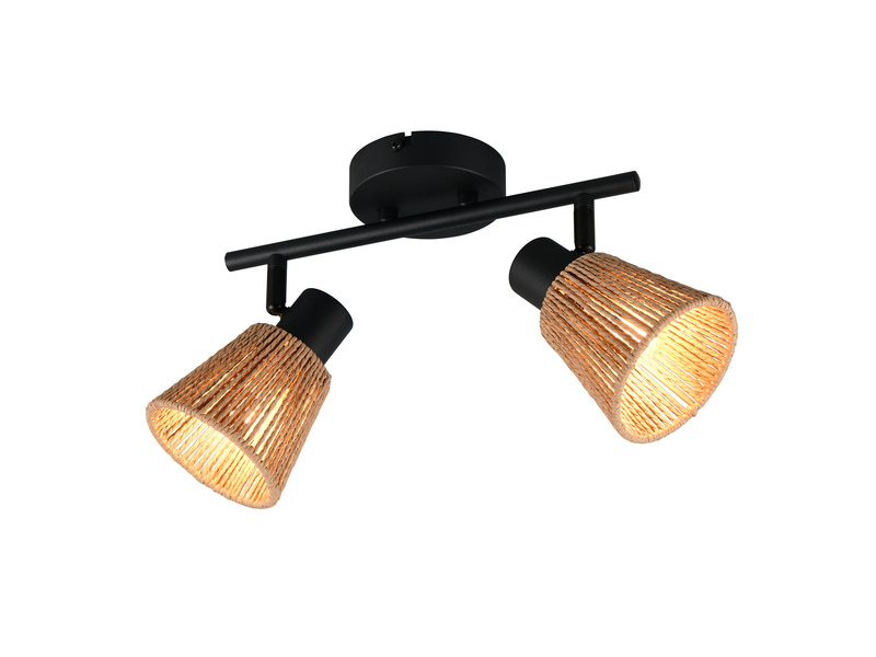 LED Deckenstrahler 2-flammig mit Lampenschirmen aus Papiergarn, B: 40,5cm