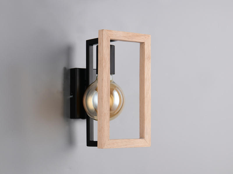 Ausgefallene LED Wandleuchte mit Rahmen aus Naturholz, Höhe 25cm