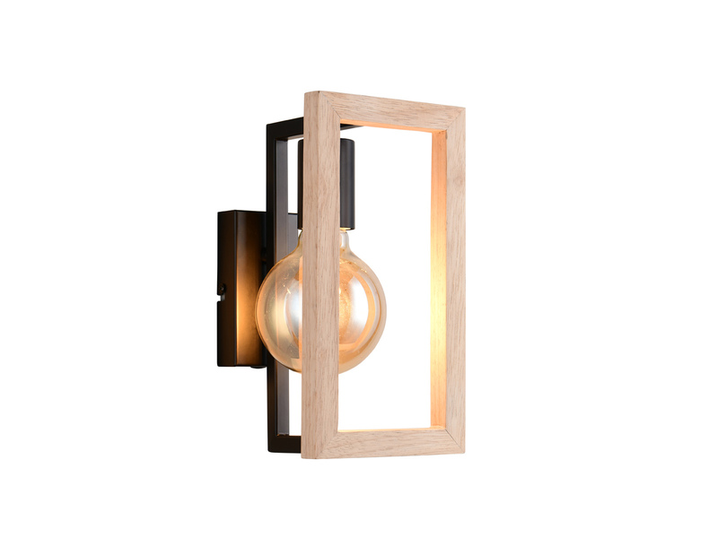 Ausgefallene LED Wandleuchte mit Rahmen aus Naturholz, Höhe 25cm