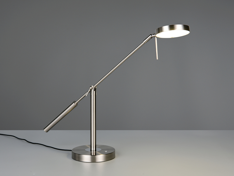 Moderne LED Schreibtischlampe MONZA dimmbar mit Schwenkarm, Silber Höhe 52cm