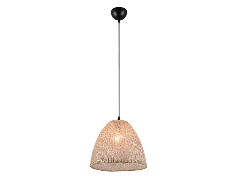 LED Boho Pendelleuchte mit Lampenschirm aus grob gewebtem Stoff, Ø 32cm