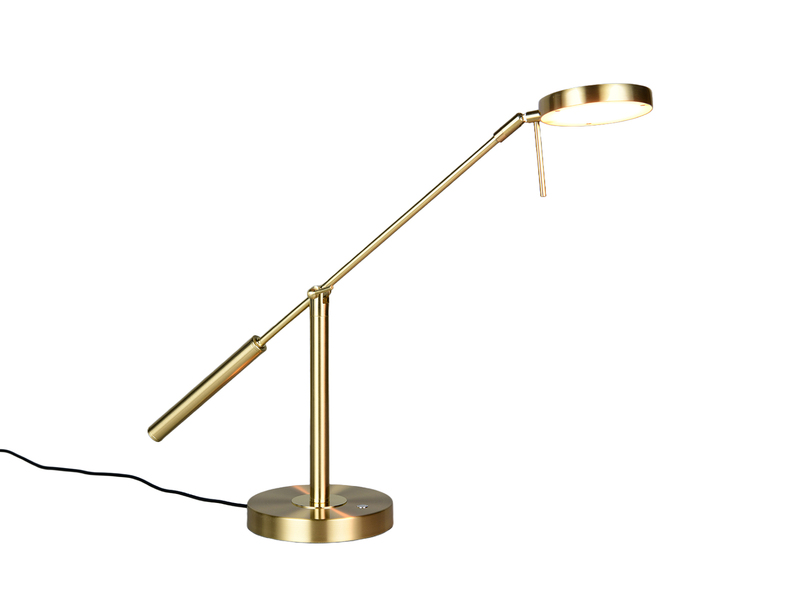 Moderne LED Schreibtischlampe MONZA dimmbar mit Schwenkarm, Messing Höhe 52cm