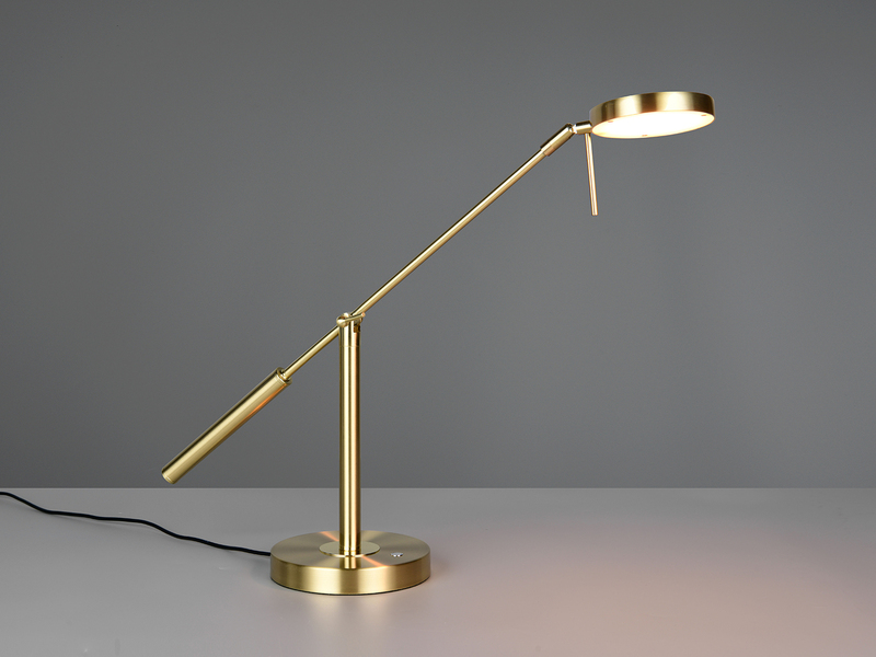 Moderne LED Schreibtischlampe MONZA dimmbar mit Schwenkarm, Messing Höhe 52cm