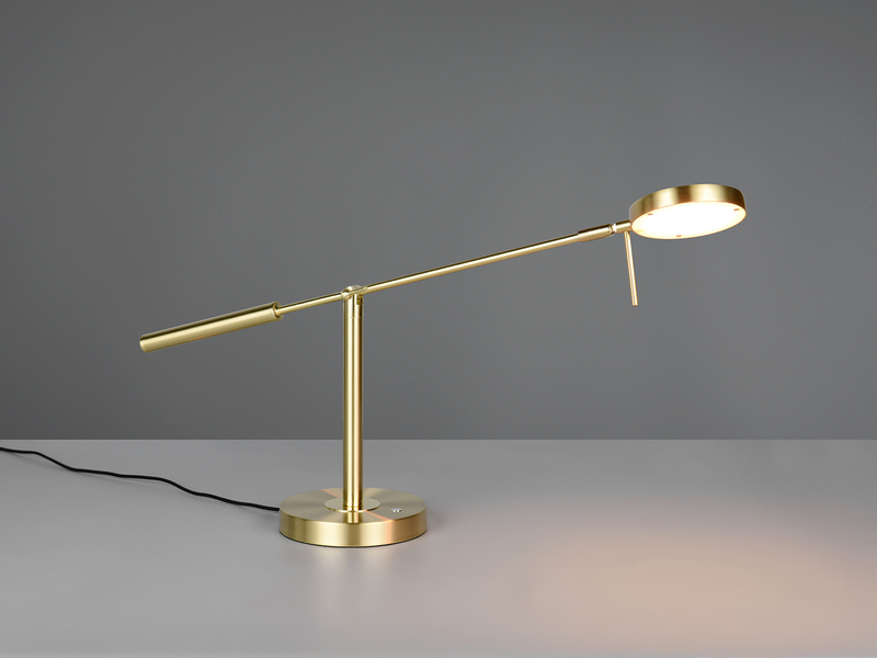 Moderne LED Schreibtischlampe MONZA dimmbar mit Schwenkarm, Messing Höhe 52cm