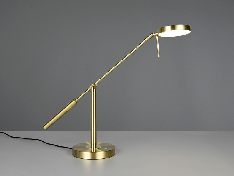 Moderne LED Schreibtischlampe MONZA dimmbar mit Schwenkarm, Messing Höhe 52cm