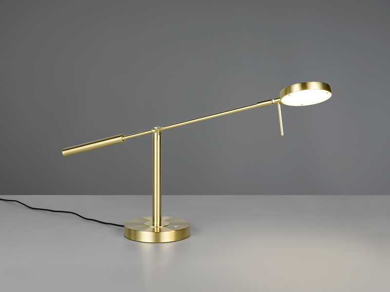 Moderne LED Schreibtischlampe MONZA dimmbar mit Schwenkarm, Messing Höhe 52cm