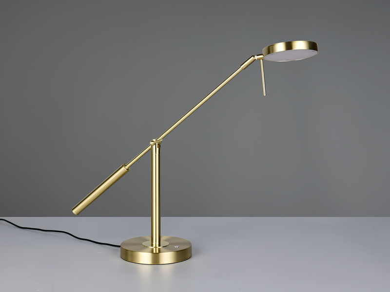 Moderne LED Schreibtischlampe MONZA dimmbar mit Schwenkarm, Messing Höhe 52cm