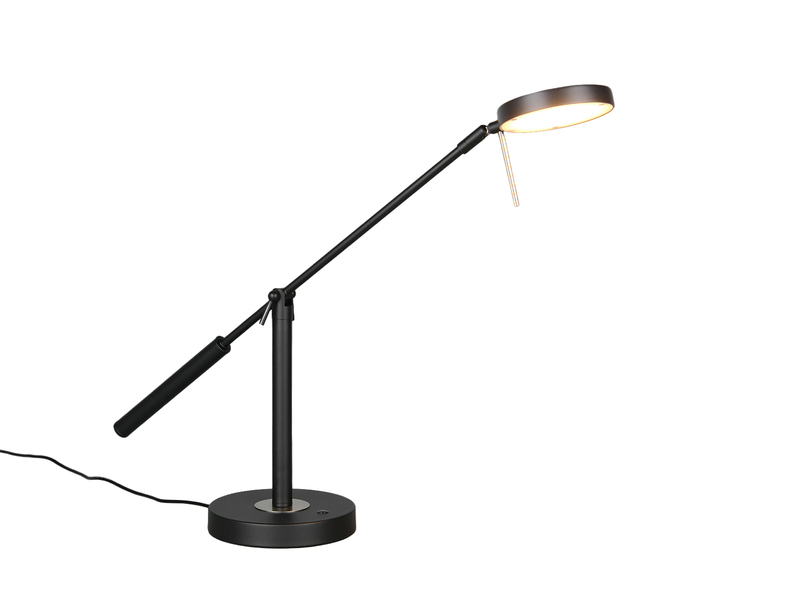 Moderne LED Schreibtischlampe MONZA dimmbar mit Schwenkarm, Schwarz Höhe 52cm