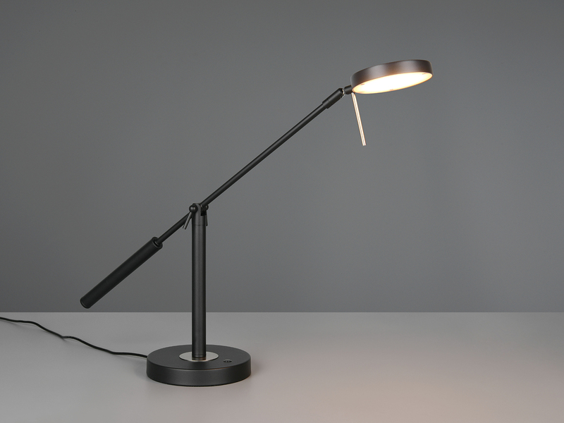 Moderne LED Schreibtischlampe MONZA dimmbar mit Schwenkarm, Schwarz Höhe 52cm