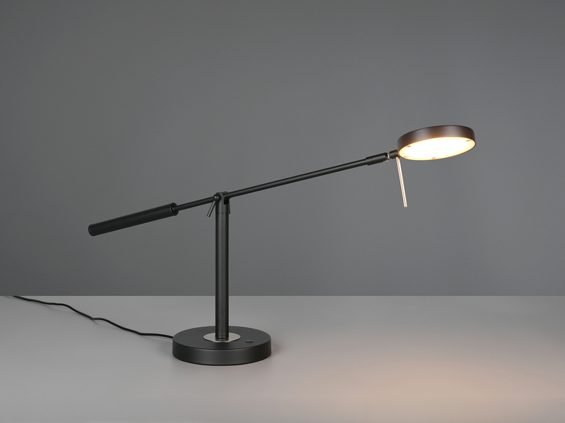 Moderne LED Schreibtischlampe MONZA dimmbar mit Schwenkarm, Schwarz Höhe 52cm
