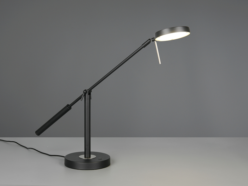 Moderne LED Schreibtischlampe MONZA dimmbar mit Schwenkarm, Schwarz Höhe 52cm