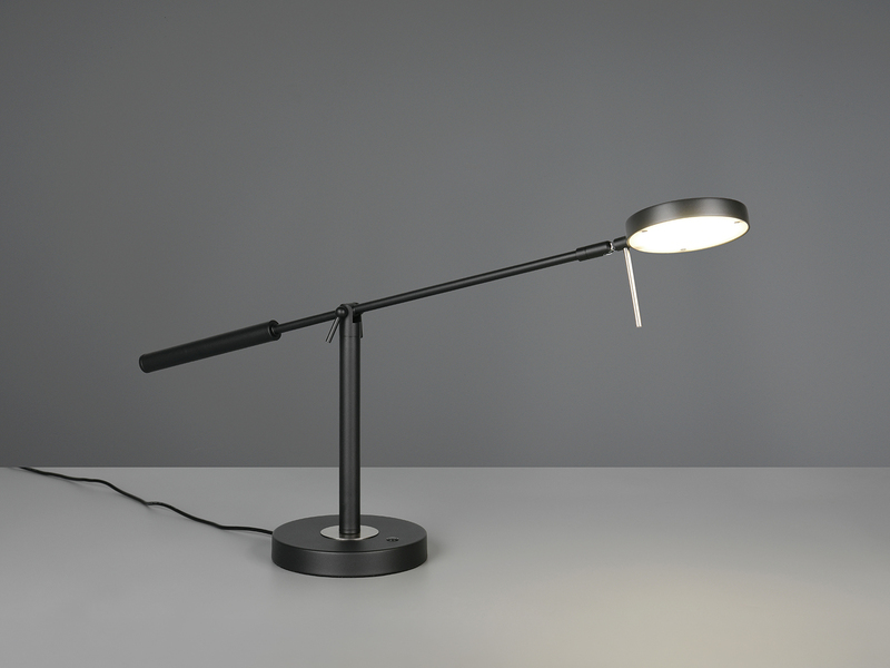 Moderne LED Schreibtischlampe MONZA dimmbar mit Schwenkarm, Schwarz Höhe 52cm