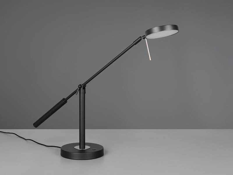 Moderne LED Schreibtischlampe MONZA dimmbar mit Schwenkarm, Schwarz Höhe 52cm