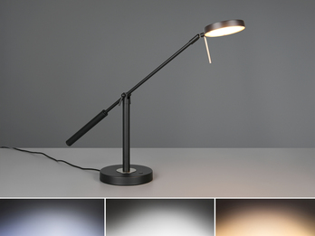 Moderne LED Schreibtischlampe MONZA dimmbar mit Schwenkarm, Schwarz Höhe 52cm