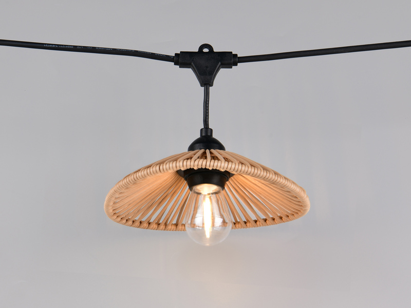 Outdoor Lichterkette CHAIN mit Stecker & 10 LEDs mit Boho Schirmen, 6,5 Meter