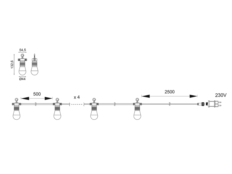 Outdoor Lichterkette EMBER aus Hanfseil mit Netzstecker & 8 LEDs, Länge 6 Meter