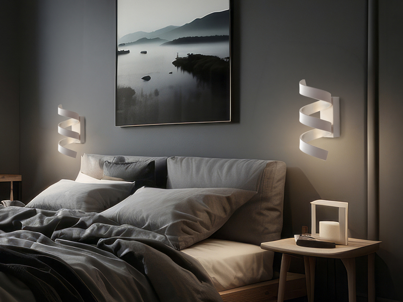 Ausgefallene LED Wandleuchte 2er Set Weiß / Silber, Höhe 26cm