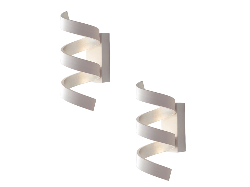 Ausgefallene LED Wandleuchte 2er Set Weiß / Silber, Höhe 26cm