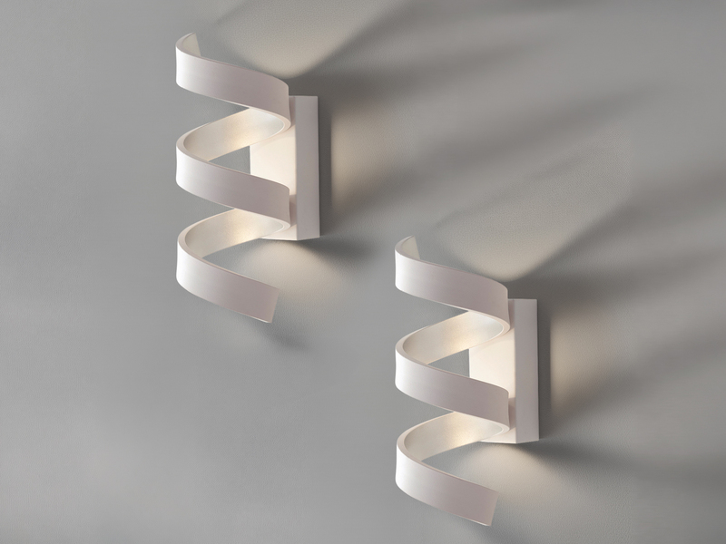 Ausgefallene LED Wandleuchte 2er Set Weiß / Silber, Höhe 26cm