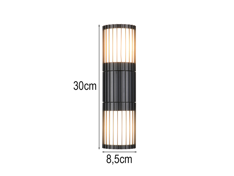 Up and Down Außenwandleuchte VOLGA aus Aluminium Anthrazit, Höhe 30cm