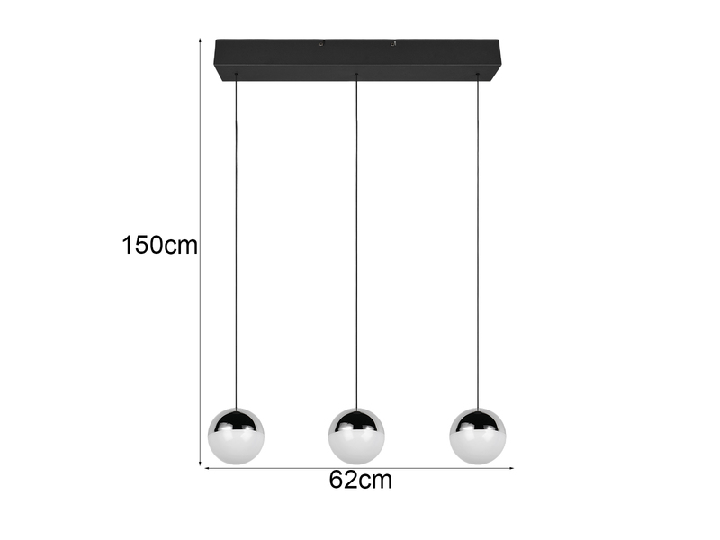 LED Pendelleuchte SENTA 3-flammig höhenverstellbar, Licht neutralweiß, B: 62cm