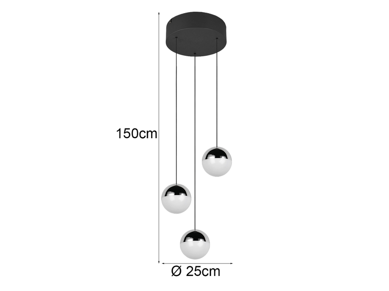 LED Pendelleuchte SENTA 3-flammig höhenverstellbar, Licht neutralweiß Ø 25cm