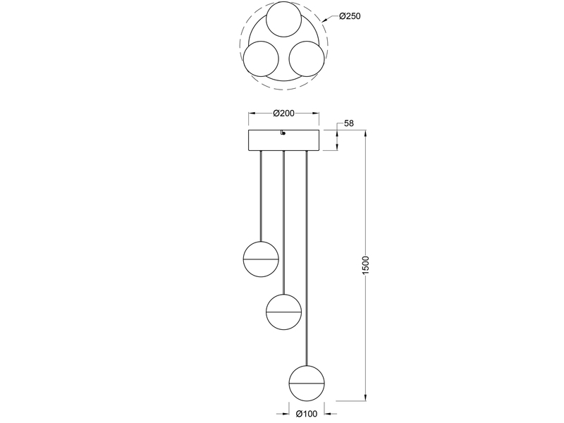 LED Pendelleuchte SENTA 3-flammig höhenverstellbar, Licht neutralweiß Ø 25cm