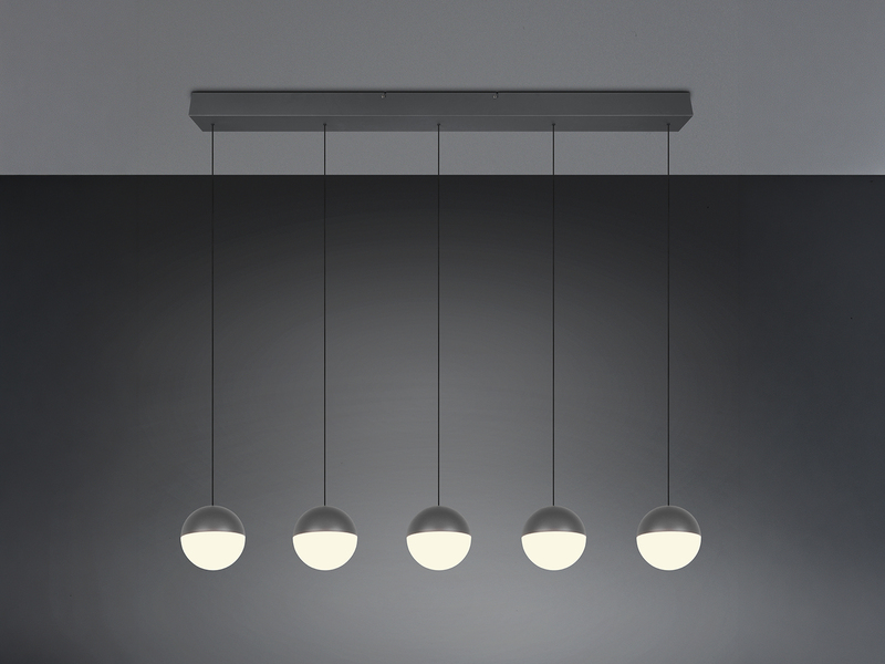 Große LED Pendelleuchte SENTA 5-flammig höhenverstellbar, Breite 114cm