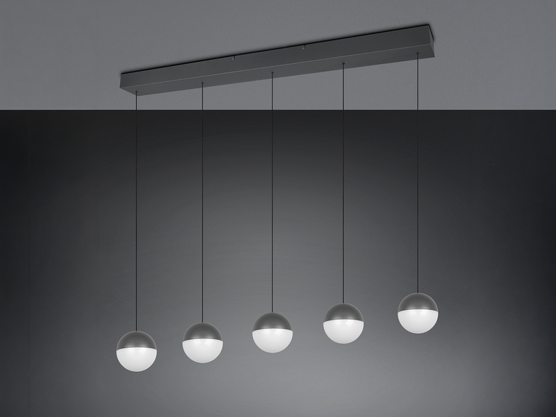 Große LED Pendelleuchte SENTA 5-flammig höhenverstellbar, Breite 114cm
