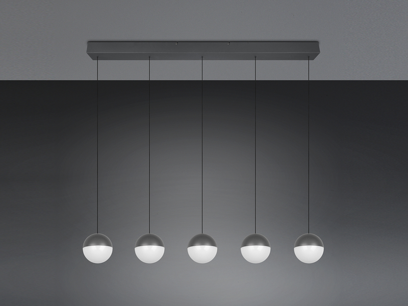 Große LED Pendelleuchte SENTA 5-flammig höhenverstellbar, Breite 114cm