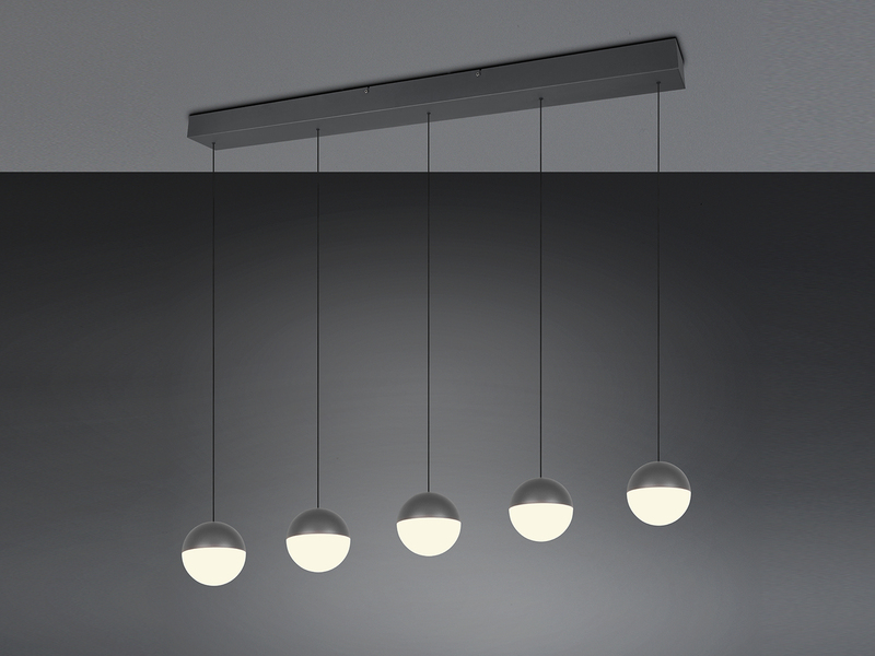 Große LED Pendelleuchte SENTA 5-flammig höhenverstellbar, Breite 114cm