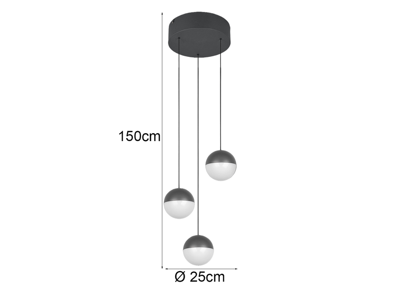 Cluster LED Pendelleuchte SENTA 3-flammig höhenverstellbar Ø 25cm