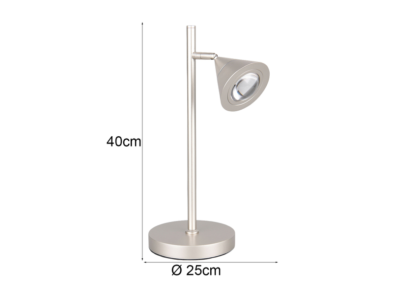 LED Schreibtischlampe ROMEO dimmbar mit schwenkbarem Spot Silber, Höhe 40cm