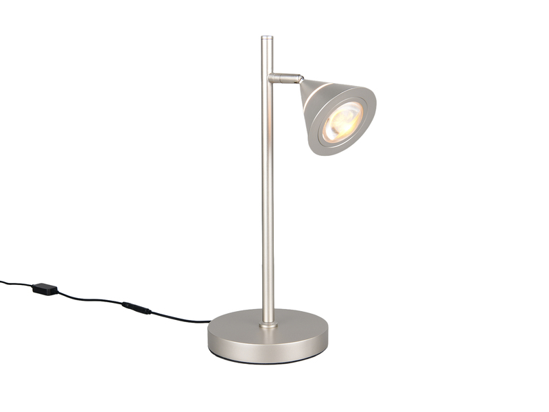 LED Schreibtischlampe ROMEO dimmbar mit schwenkbarem Spot Silber, Höhe 40cm