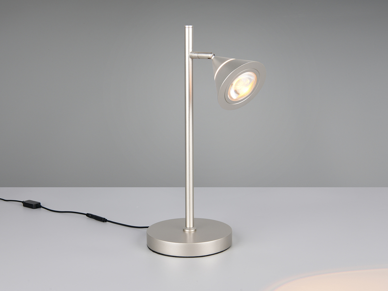 LED Schreibtischlampe ROMEO dimmbar mit schwenkbarem Spot Silber, Höhe 40cm
