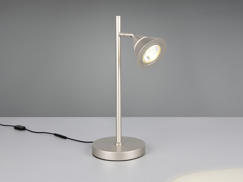 LED Schreibtischlampe ROMEO dimmbar mit schwenkbarem Spot Silber, Höhe 40cm