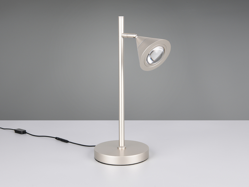 LED Schreibtischlampe ROMEO dimmbar mit schwenkbarem Spot Silber, Höhe 40cm