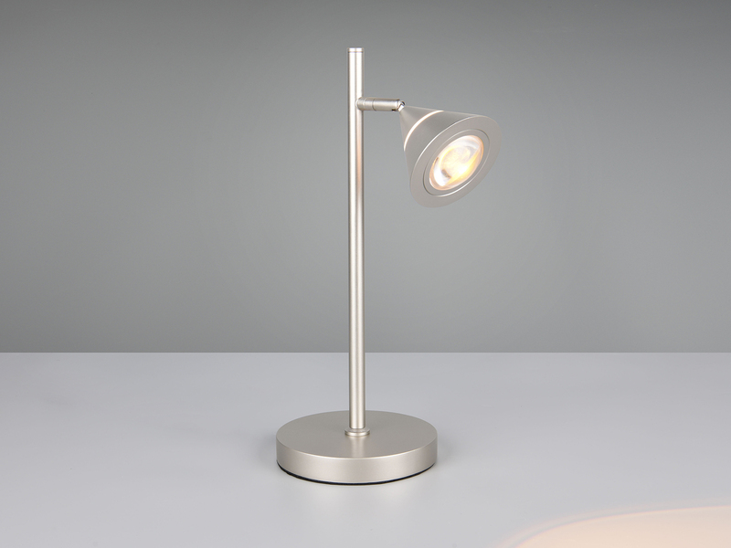 LED Schreibtischlampe ROMEO dimmbar mit schwenkbarem Spot Silber, Höhe 40cm