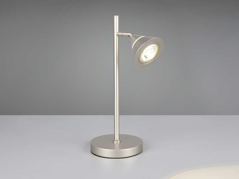 LED Schreibtischlampe ROMEO dimmbar mit schwenkbarem Spot Silber, Höhe 40cm