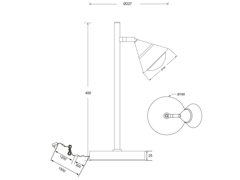 LED Schreibtischlampe ROMEO dimmbar mit schwenkbarem Spot Silber, Höhe 40cm
