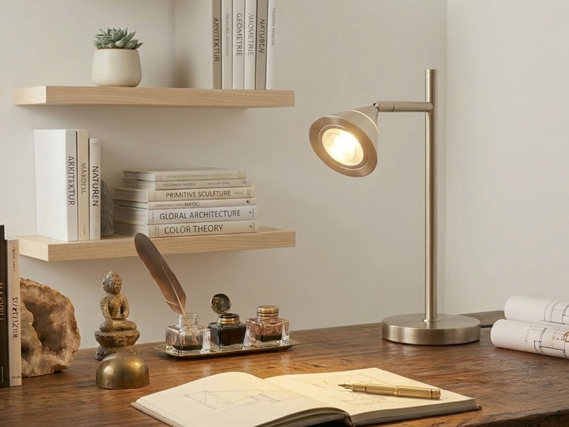 LED Schreibtischlampe ROMEO dimmbar mit schwenkbarem Spot Silber, Höhe 40cm